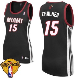 Maillot NBA Authentic Mario Chalmer #15 Miami Heat Road Finals Patch Noir - Femme
