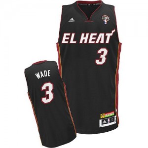 Maillot NBA Noir Dwyane Wade #3 Miami Heat Latin Nights Swingman Homme Adidas