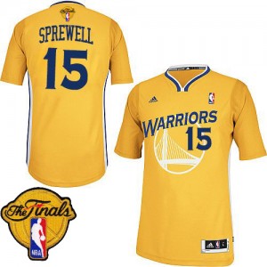 Maillot NBA Golden State Warriors #15 Latrell Sprewell Or Adidas Swingman Alternate 2015 The Finals Patch - Homme