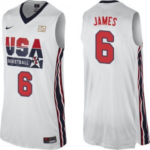 Team USA Nike LeBron James #6 2012 Olympic Retro Authentic Maillot d'équipe de NBA - Blanc pour Homme