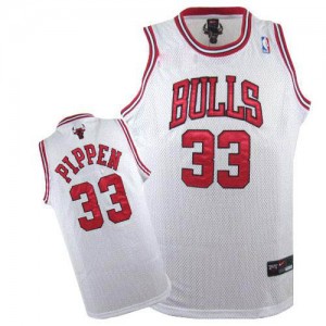 Maillot NBA Blanc Scottie Pippen #33 Chicago Bulls Authentic Homme Nike