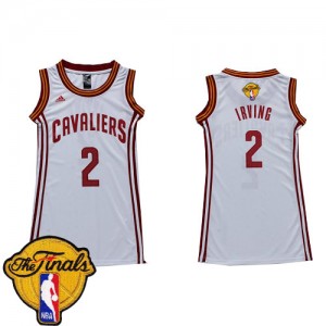 Cleveland Cavaliers #2 Adidas Dress 2015 The Finals Patch Blanc Authentic Maillot d'équipe de NBA en ligne - Kyrie Irving pour Femme