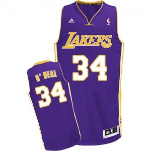 Maillot NBA Violet Shaquille O'Neal #34 Los Angeles Lakers Road Swingman Homme Adidas