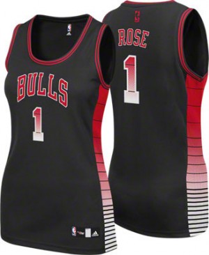Maillot Adidas Noir Vibe Authentic Chicago Bulls - Derrick Rose #1 - Femme
