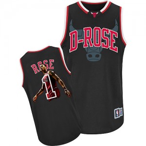 Maillot NBA Chicago Bulls #1 Derrick Rose Noir Adidas Swingman Notorious - Homme