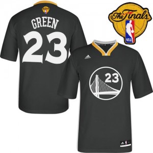 Maillot NBA Golden State Warriors #23 Draymond Green Noir Adidas Authentic Alternate 2015 The Finals Patch - Homme
