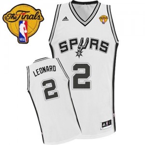 Maillot NBA Blanc Kawhi Leonard #2 San Antonio Spurs Home Finals Patch Swingman Homme Adidas