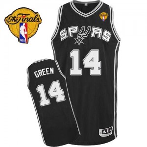 San Antonio Spurs Danny Green #14 Road Finals Patch Authentic Maillot d'équipe de NBA - Noir pour Homme