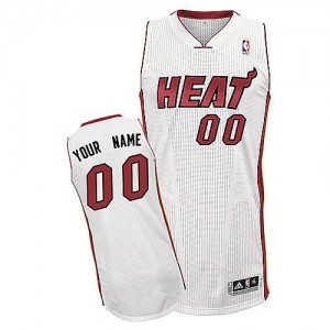Maillot NBA Blanc Authentic Personnalisé Miami Heat Home Homme Adidas