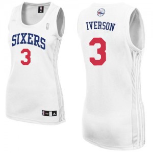Philadelphia 76ers #3 Adidas Home Blanc Authentic Maillot d'équipe de NBA pas cher en ligne - Allen Iverson pour Femme