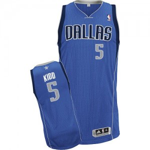 Dallas Mavericks Jason Kidd #5 Road Authentic Maillot d'équipe de NBA - Bleu royal pour Homme