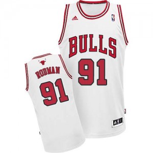 Chicago Bulls Dennis Rodman #91 Home Swingman Maillot d'équipe de NBA - Blanc pour Homme