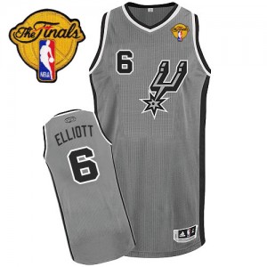 Maillot NBA San Antonio Spurs #6 Sean Elliott Gris argenté Adidas Authentic Alternate Finals Patch - Homme
