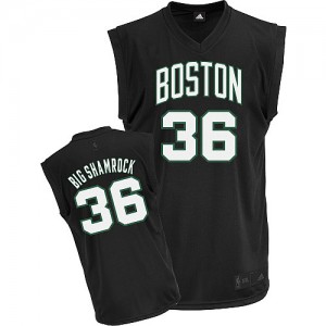 Maillot NBA Boston Celtics #36 Shaquille O'Neal Noir Adidas Authentic Big Shamrock - Homme