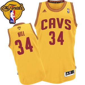 Maillot NBA Cleveland Cavaliers #34 Tyrone Hill Or Adidas Authentic Alternate 2015 The Finals Patch - Homme