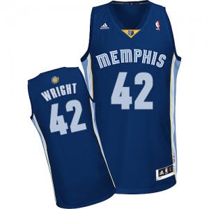 Maillot NBA Bleu marin Lorenzen Wright #42 Memphis Grizzlies Road Swingman Homme Adidas