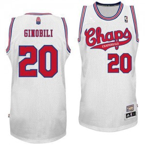 Maillot NBA San Antonio Spurs #20 Manu Ginobili Blanc Adidas Authentic ABA Hardwood Classic - Homme