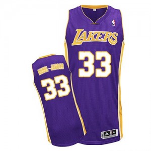 Maillot NBA Violet Kareem Abdul-Jabbar #33 Los Angeles Lakers Road Authentic Homme Adidas