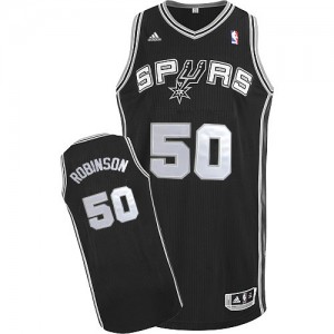Maillot NBA San Antonio Spurs #50 David Robinson Noir Adidas Swingman Road - Homme
