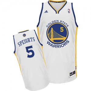 Maillot NBA Blanc Marreese Speights #5 Golden State Warriors Home Swingman Homme Adidas