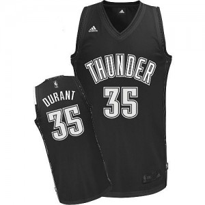 Maillot Adidas Noir Blanc Swingman Oklahoma City Thunder - Kevin Durant #35 - Homme