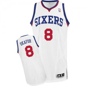 Maillot NBA Blanc Jahlil Okafor #8 Philadelphia 76ers Home Authentic Homme Adidas