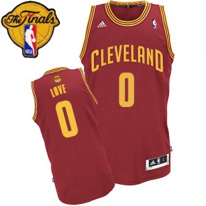 Maillot NBA Cleveland Cavaliers #0 Kevin Love Vin Rouge Adidas Swingman Road 2015 The Finals Patch - Enfants