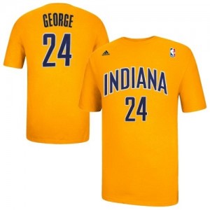 Indiana Pacers Paul George #24 Game Time T-Shirts d'équipe de NBA - Or pour Homme