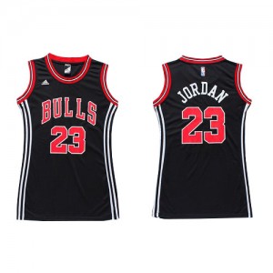 Chicago Bulls Michael Jordan #23 Dress Authentic Maillot d'équipe de NBA - Noir pour Femme