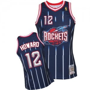Maillot NBA Bleu marin Dwight Howard #12 Houston Rockets Hardwood Classic Fashion Authentic Homme Mitchell and Ness
