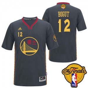 Maillot NBA Authentic Andrew Bogut #12 Golden State Warriors Slate Chinese New Year 2015 The Finals Patch Noir - Homme
