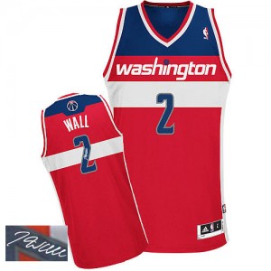 Washington Wizards John Wall #2 Road Autographed Authentic Maillot d'équipe de NBA - Rouge pour Homme