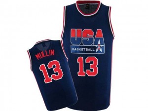 Maillots de basket Authentic Team USA NBA 2012 Olympic Retro Bleu marin - #13 Chris Mullin - Homme