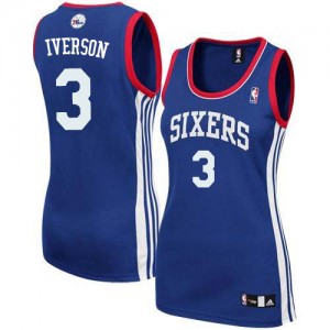 Philadelphia 76ers #3 Adidas Alternate Bleu royal Swingman Maillot d'équipe de NBA prix d'usine en ligne - Allen Iverson pour Femme