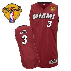 Maillot NBA Miami Heat #3 Dwyane Wade Rouge Adidas Authentic Alternate Finals Patch - Homme