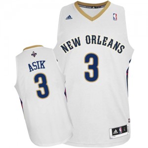 New Orleans Pelicans Omer Asik #3 Home Swingman Maillot d'équipe de NBA - Blanc pour Homme