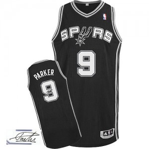 San Antonio Spurs #9 Adidas Road Autographed Noir Authentic Maillot d'équipe de NBA achats en ligne - Tony Parker pour Homme