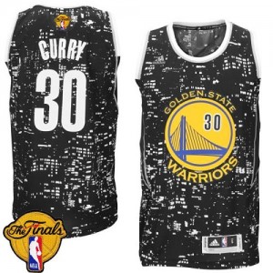 Maillot Authentic Golden State Warriors NBA City Light 2015 The Finals Patch Noir - #30 Stephen Curry - Homme