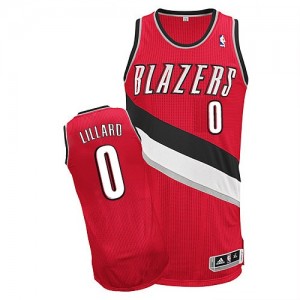 Maillot NBA Portland Trail Blazers #0 Damian Lillard Rouge Adidas Authentic Alternate - Femme