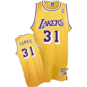 Maillot NBA Or Kurt Rambis #31 Los Angeles Lakers Throwback Authentic Homme Mitchell and Ness