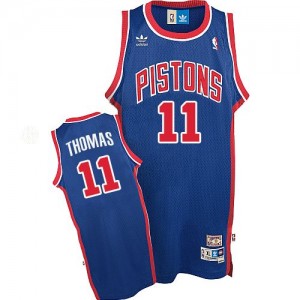 Maillot NBA Detroit Pistons #11 Isiah Thomas Bleu Adidas Authentic Throwback - Homme