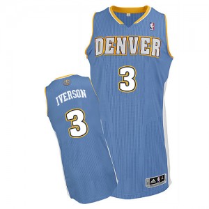 Maillot NBA Bleu clair Allen Iverson #3 Denver Nuggets Road Authentic Homme Adidas