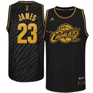 Cleveland Cavaliers LeBron James #23 Precious Metals Fashion Authentic Maillot d'équipe de NBA - Noir pour Homme