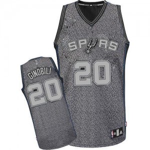 Maillot NBA Gris Manu Ginobili #20 San Antonio Spurs Static Fashion Authentic Femme Adidas