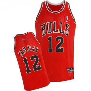 Maillot NBA Rouge Michael Jordan #12 Chicago Bulls Throwback Authentic Homme Nike