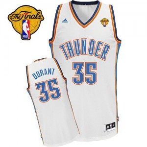 Oklahoma City Thunder Kevin Durant #35 Home Finals Patch Swingman Maillot d'équipe de NBA - Blanc pour Homme