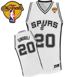 San Antonio Spurs Manu Ginobili #20 Home Finals Patch Authentic Maillot d'équipe de NBA - Blanc pour Enfants
