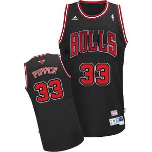 Maillot NBA Chicago Bulls #33 Scottie Pippen Noir Adidas Swingman Throwback - Homme