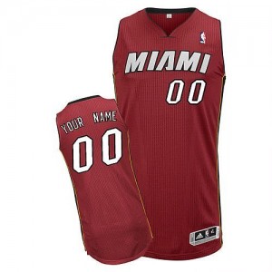 Maillot NBA Rouge Authentic Personnalisé Miami Heat Alternate Homme Adidas