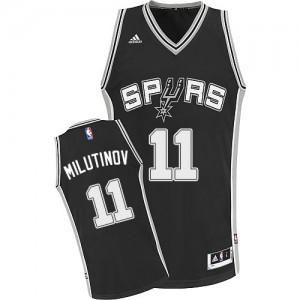 Maillot NBA San Antonio Spurs #11 Nikola Milutinov Noir Adidas Swingman Road - Homme